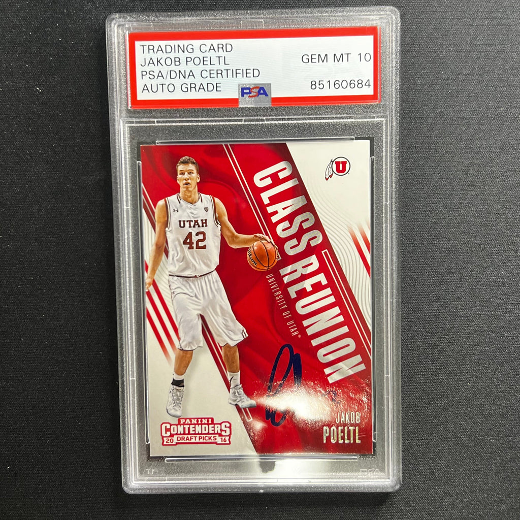 2016-17 Contenders Draft Picks Game Day #9 Jakob Poeltl Signed Card AUTO 10 PSA Slabbed Utah