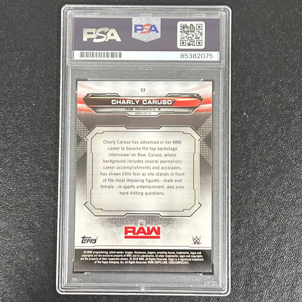 2019 Topps WWE Raw #17 Charly Caruso Signed Card PSA Slabbed Auto