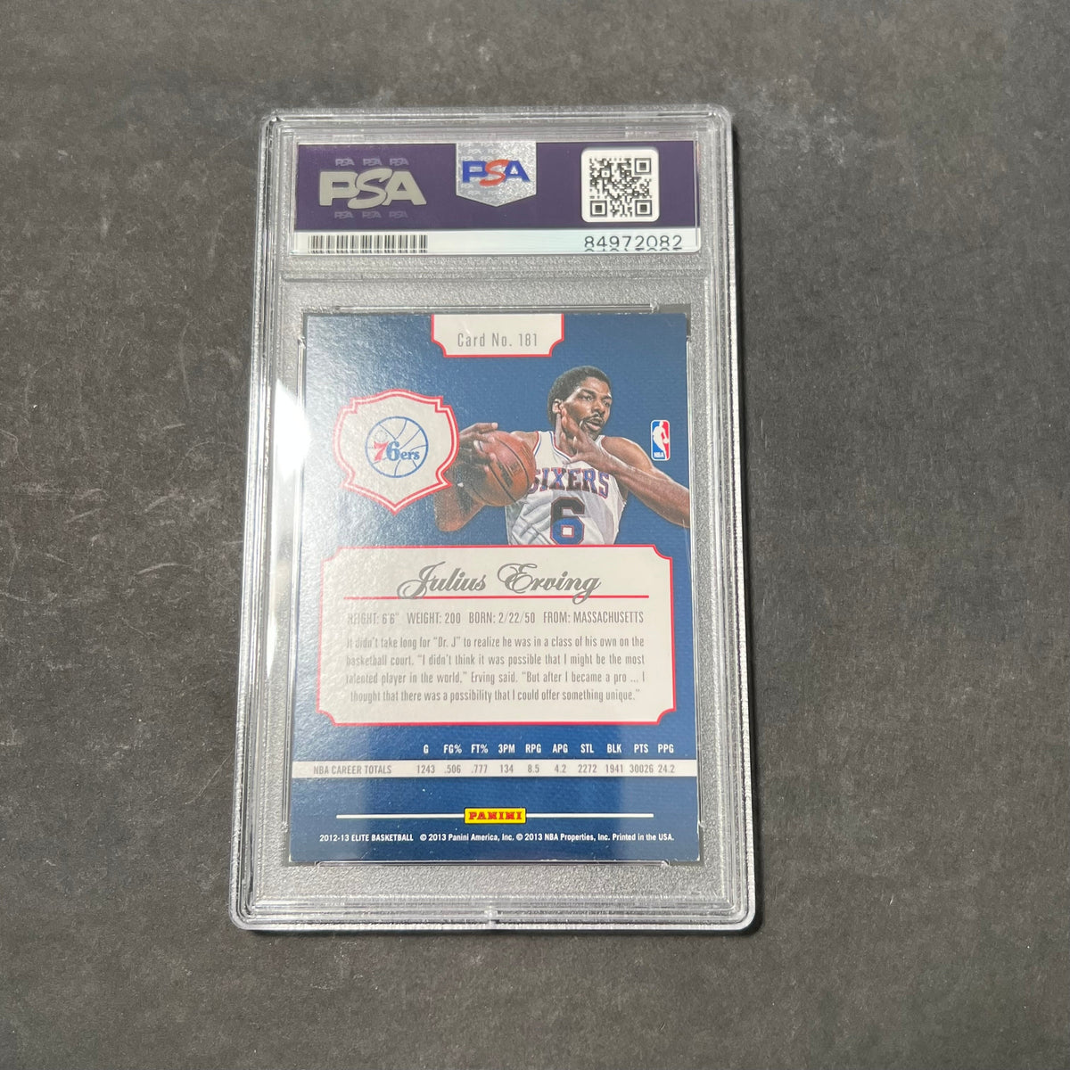 2012-13 Panini Elite #181 Julius Erving Select Signed Card AUTO PSA Slabbed Sixers