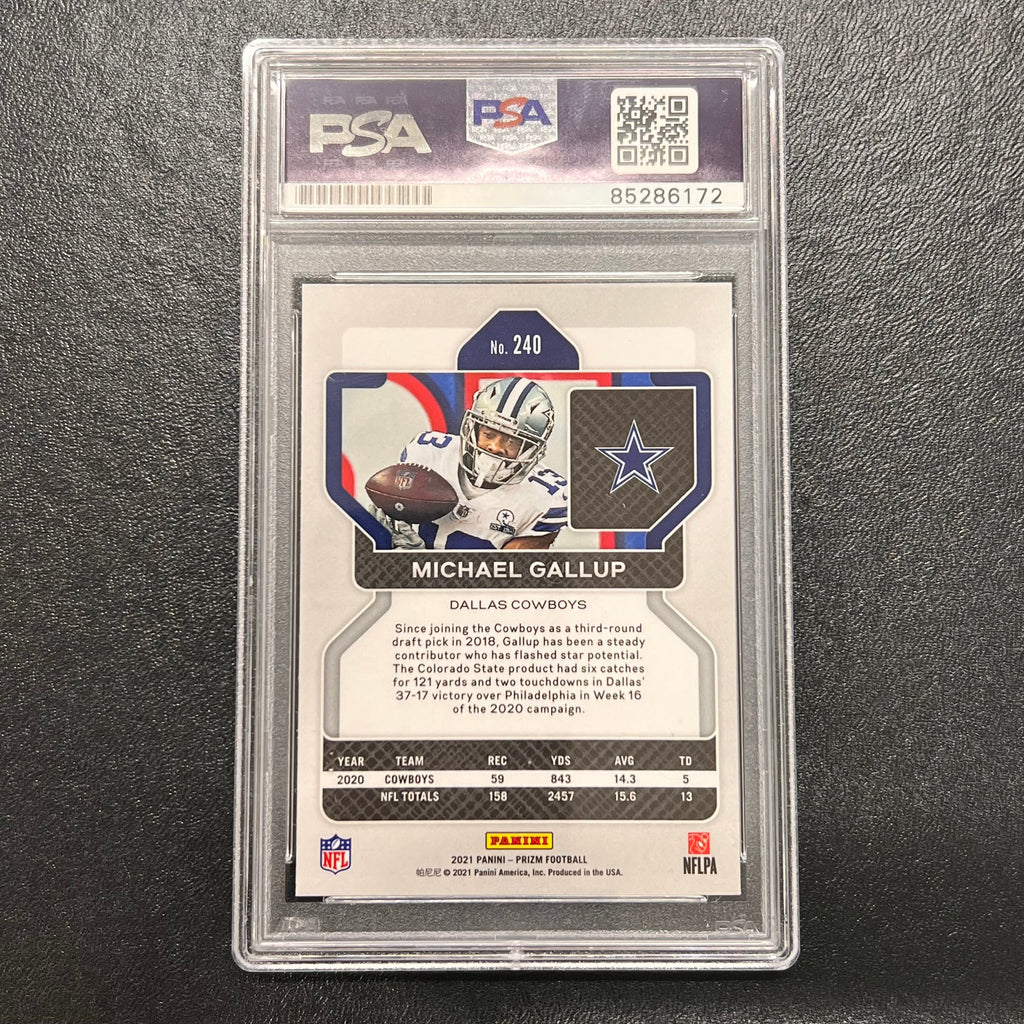 2021 Panini Prizm Football #240 Michael Gallup Signed Card AUTO PSA slabbed Dallas Cowboys