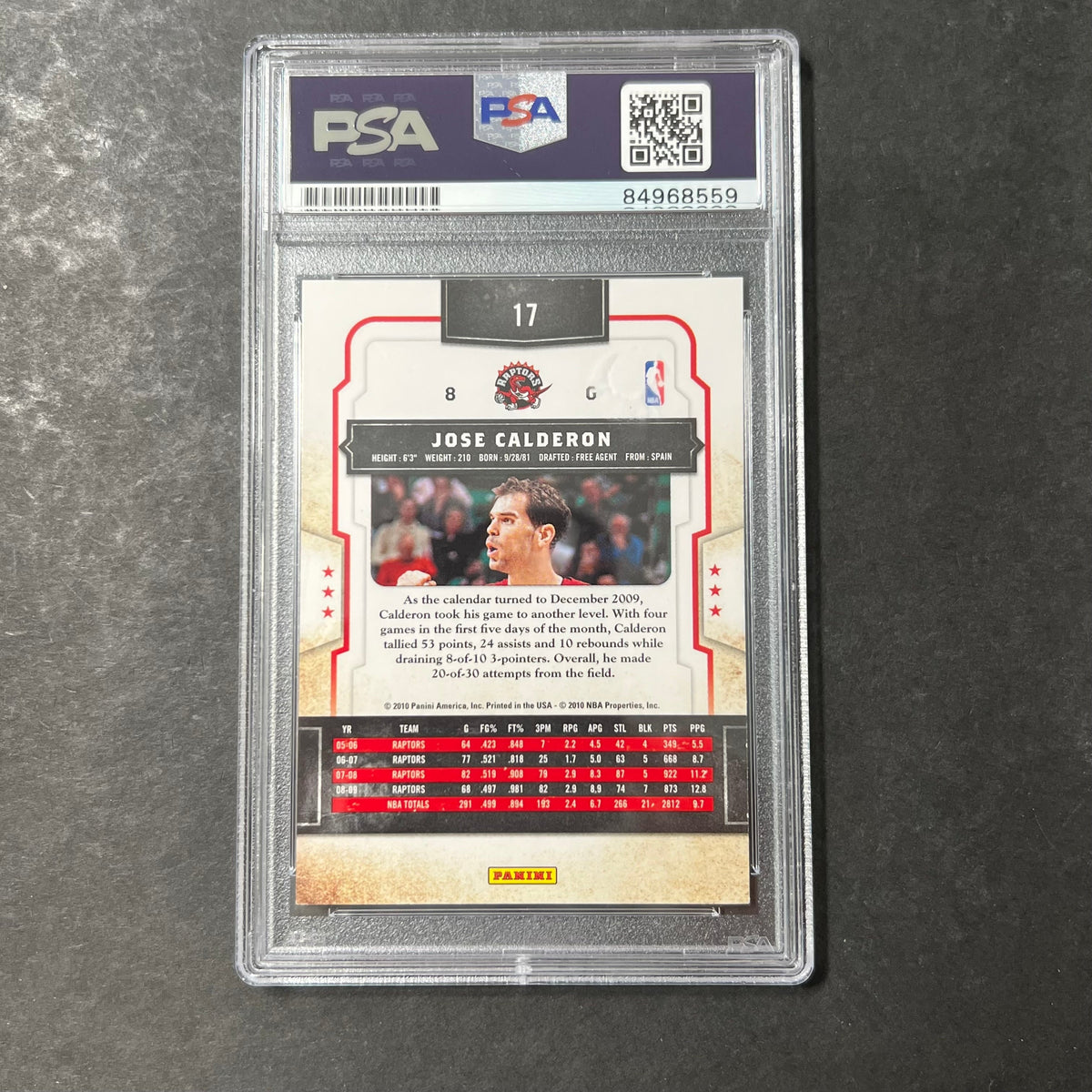 2009-10 Panini Classics #17 Jose Calderon Signed Card AUTO PSA Slabbed Raptors