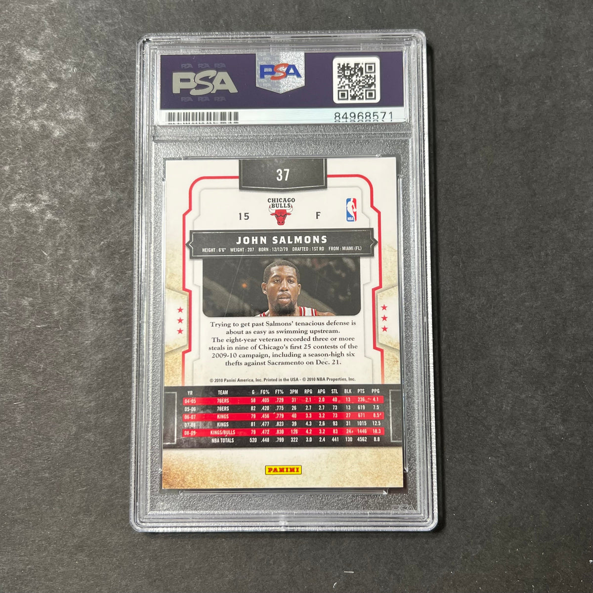 2009-10 Panini #37 John Salmons Signed Card AUTO PSA Slabbed Bulls