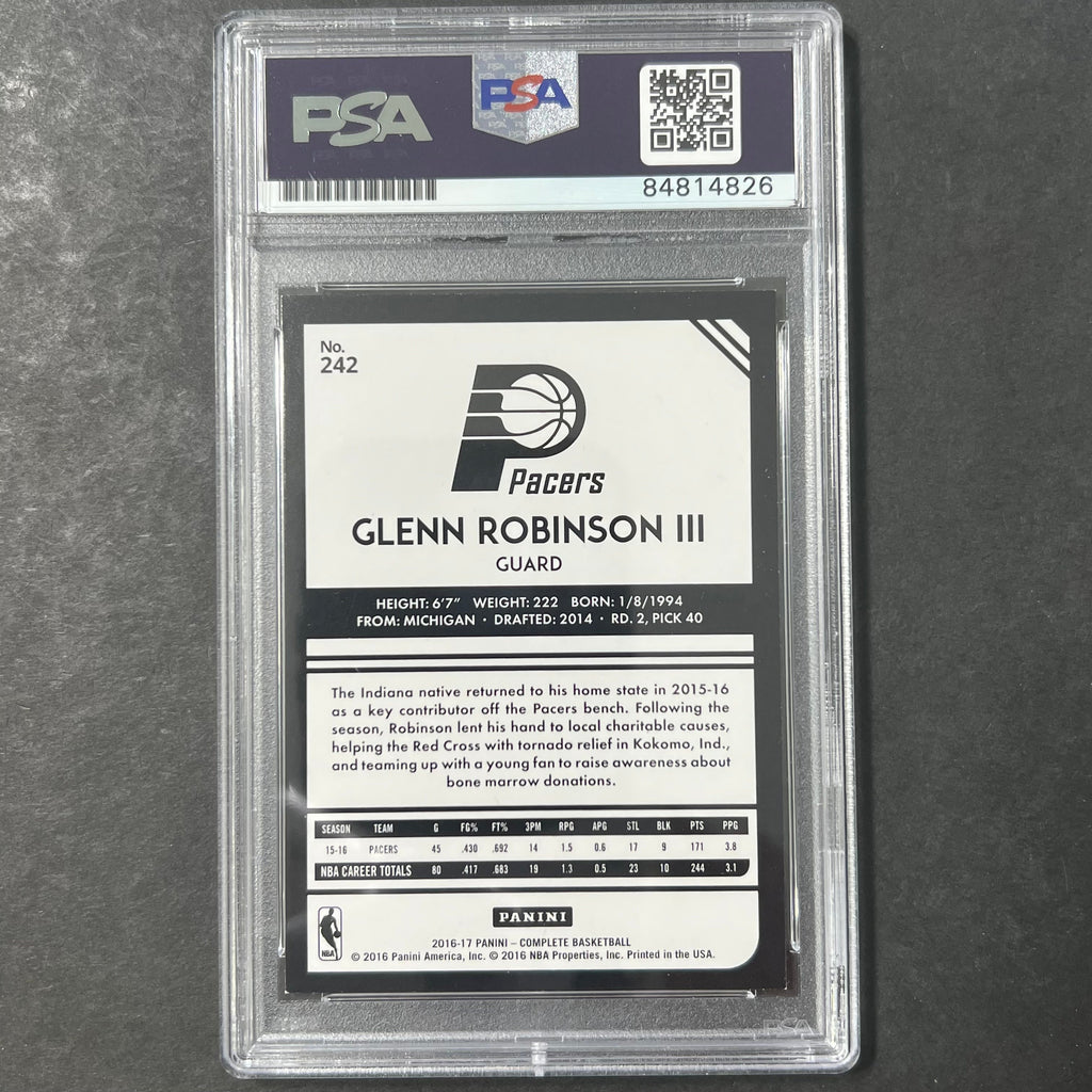 2016-17 Panini Complete #242 Glenn Robinson III Signed Card AUTO 10 PSA Slabbed Pacers