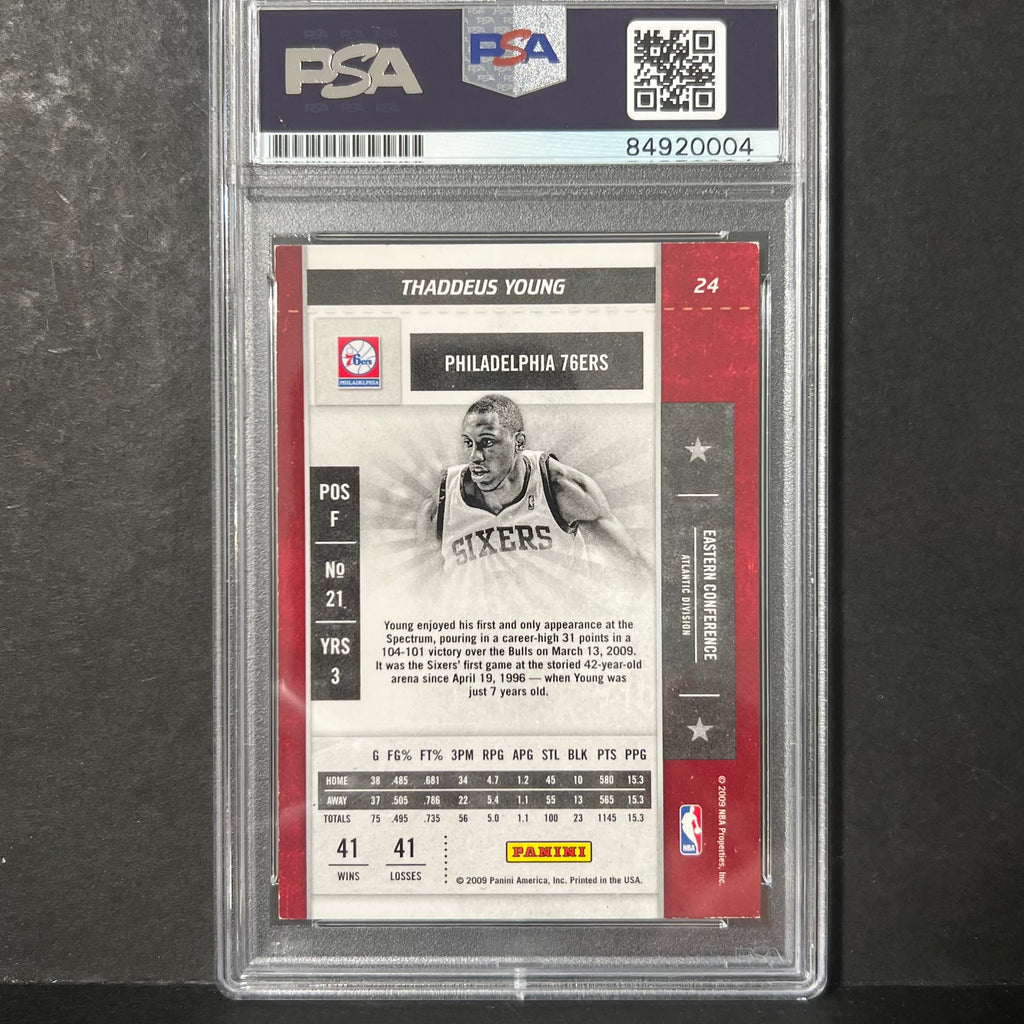 2009 Panini #24 Thaddeus Young Signed Card AUTO PSA Slabbed Sixers