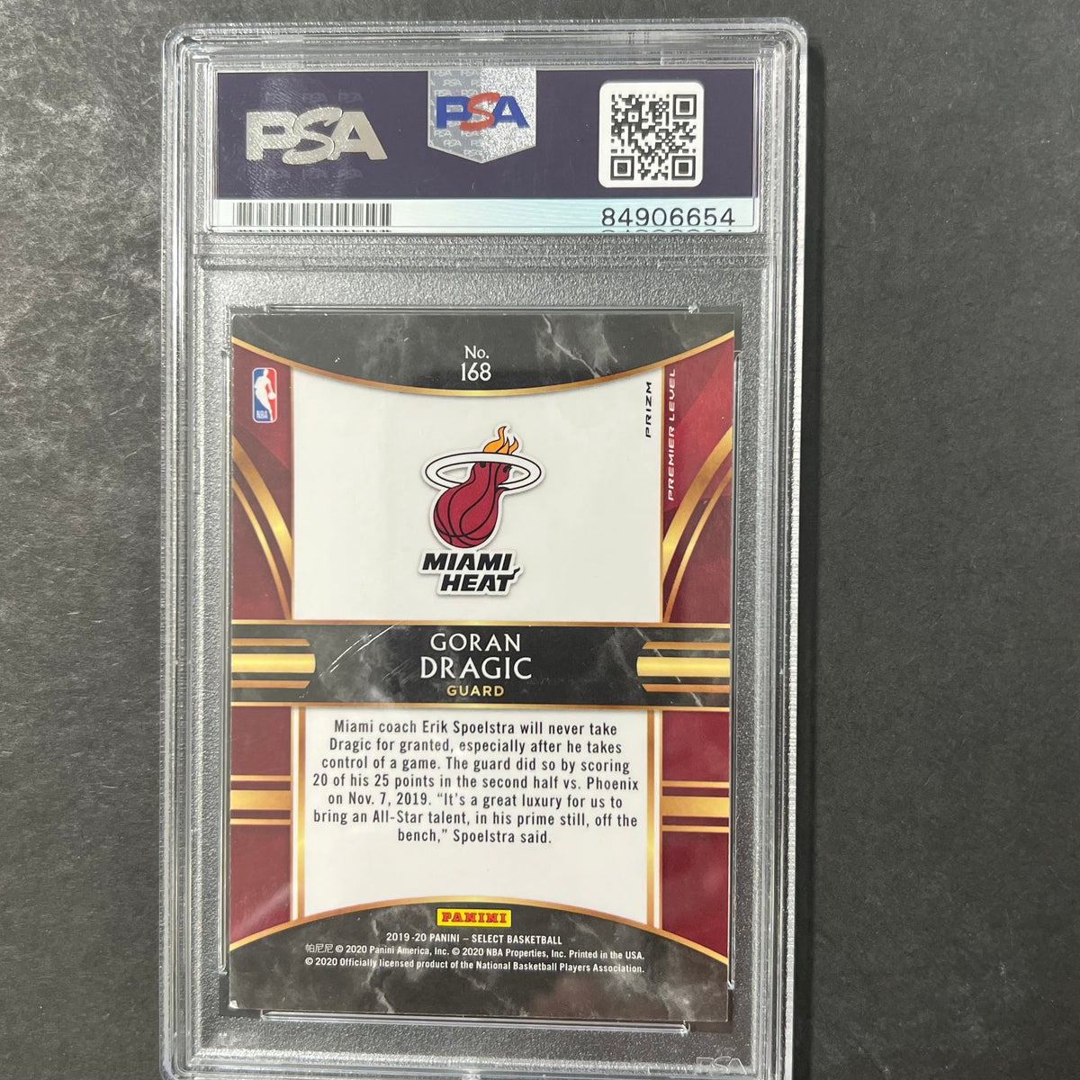 2019-20 Panini Select #168 Goran Dragic Signed Card AUTO PSA/DNA Slabbed Heat