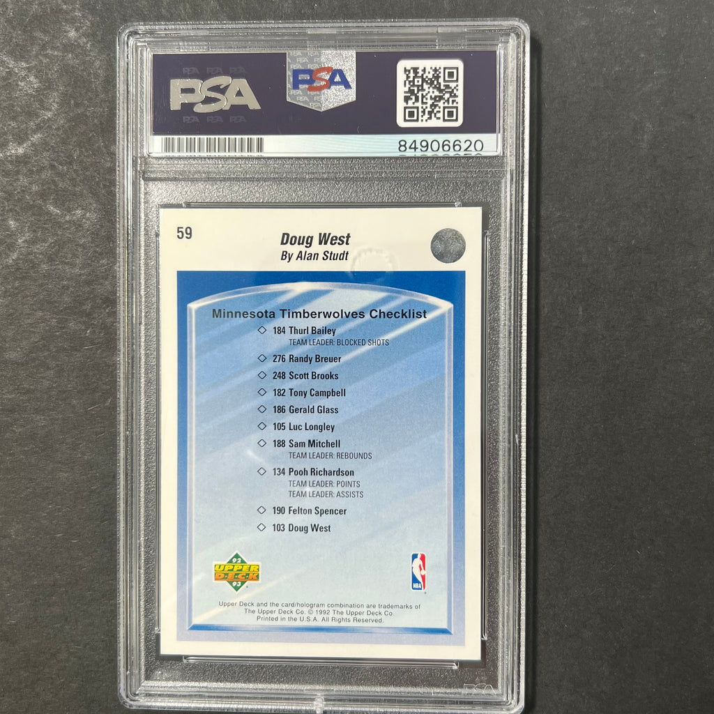 1992-93 Upper Deck #59 Doug West Signed Card AUTO PSA Slabbed Minnesota Timberwolves