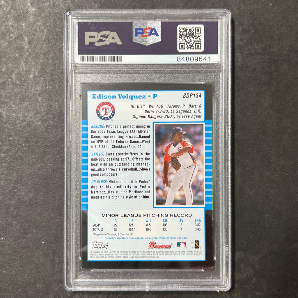 2005 Topps Bowman Edinson Volquez Signed Card PSA Slabbed Auto Rangers