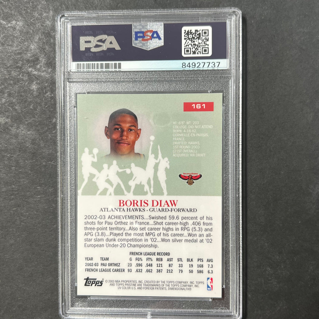 2003 Topps Pristine #161 Boris Diaw-Riffiod Signed Card AUTO 10 PSA Slabbed Hawks