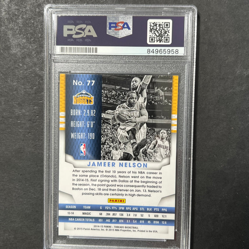 2014-15 Panini Threads #77 Jameer Nelson Signed Card AUTO PSA Slabbed Nuggets