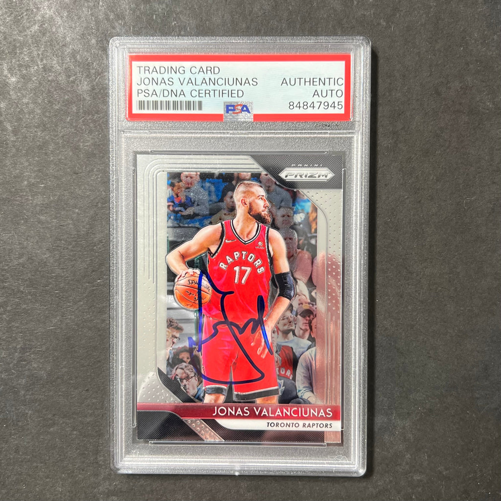 2018-19 Panini Prizm Black #93 Jonas Valanciunas Signed Card AUTO PSA Slabbed Toronto Raptors