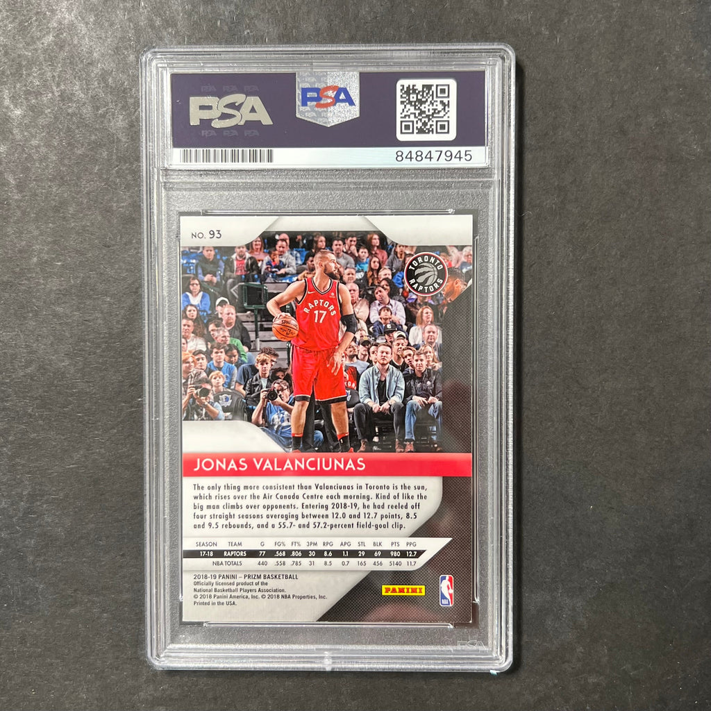 2018-19 Panini Prizm Black #93 Jonas Valanciunas Signed Card AUTO PSA Slabbed Toronto Raptors