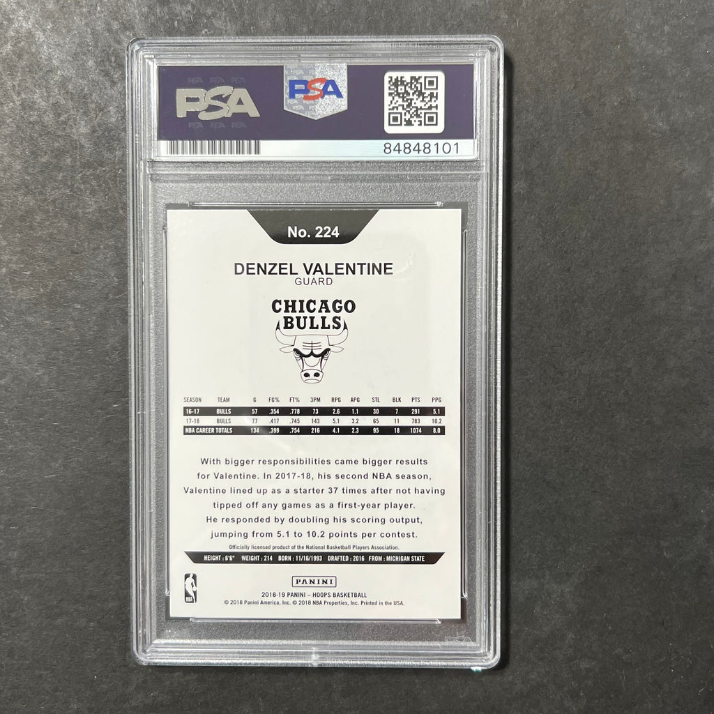 2018-19 NBA Hoops #224 Denzel Valentine Signed Card AUTO PSA Slabbed Bulls