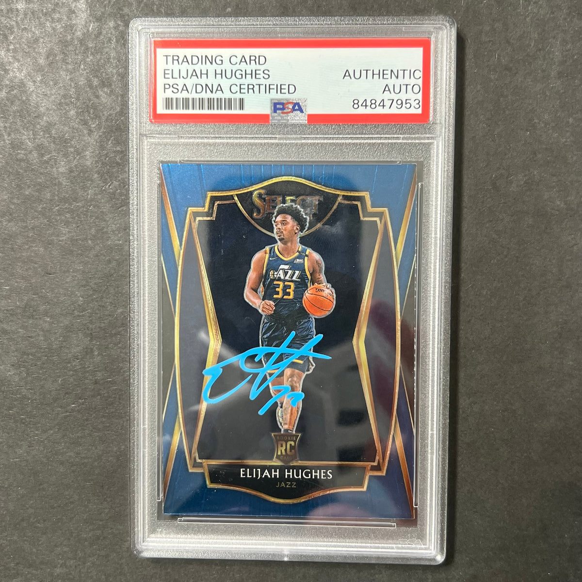 2020-21 Panini Select #168 Elijah Hughes Signed AUTO Grade PSA Slabbed RC Jazz