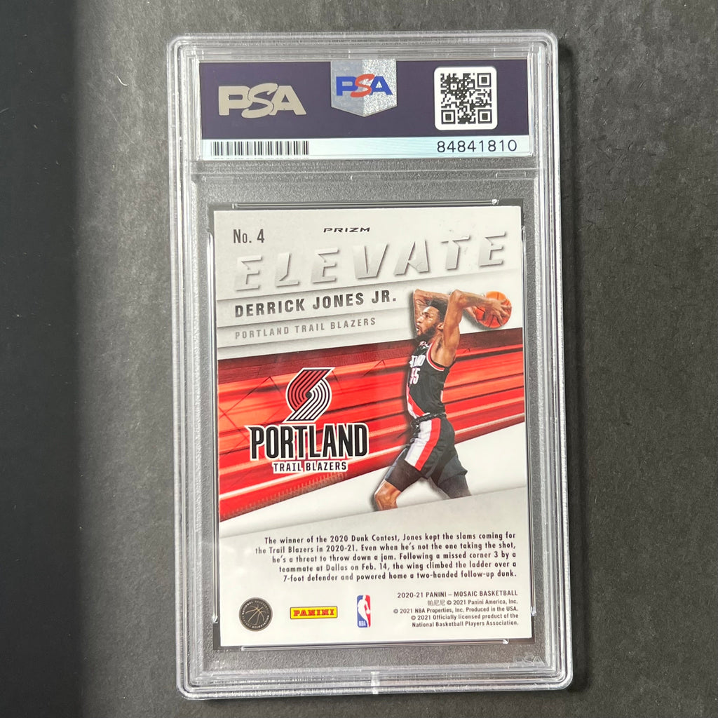 2020-21 Panini Prizm Elevate Mosaic #4 Derrick Jones Jr. Signed Card AUTO PSA/DNA Slabbed Blazers