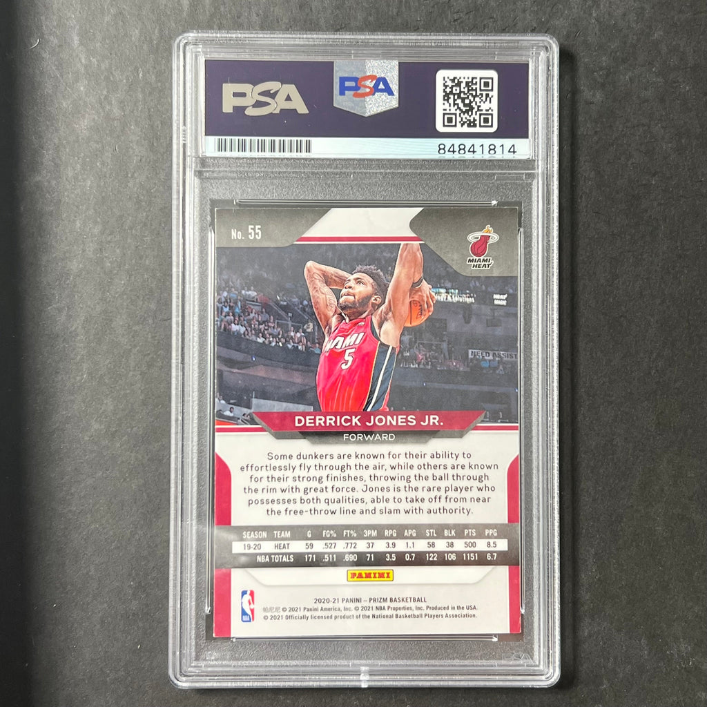 2020-21 Panini Prizm #55 Derrick Jones Jr. Signed Card AUTO PSA/DNA Slabbed Heat