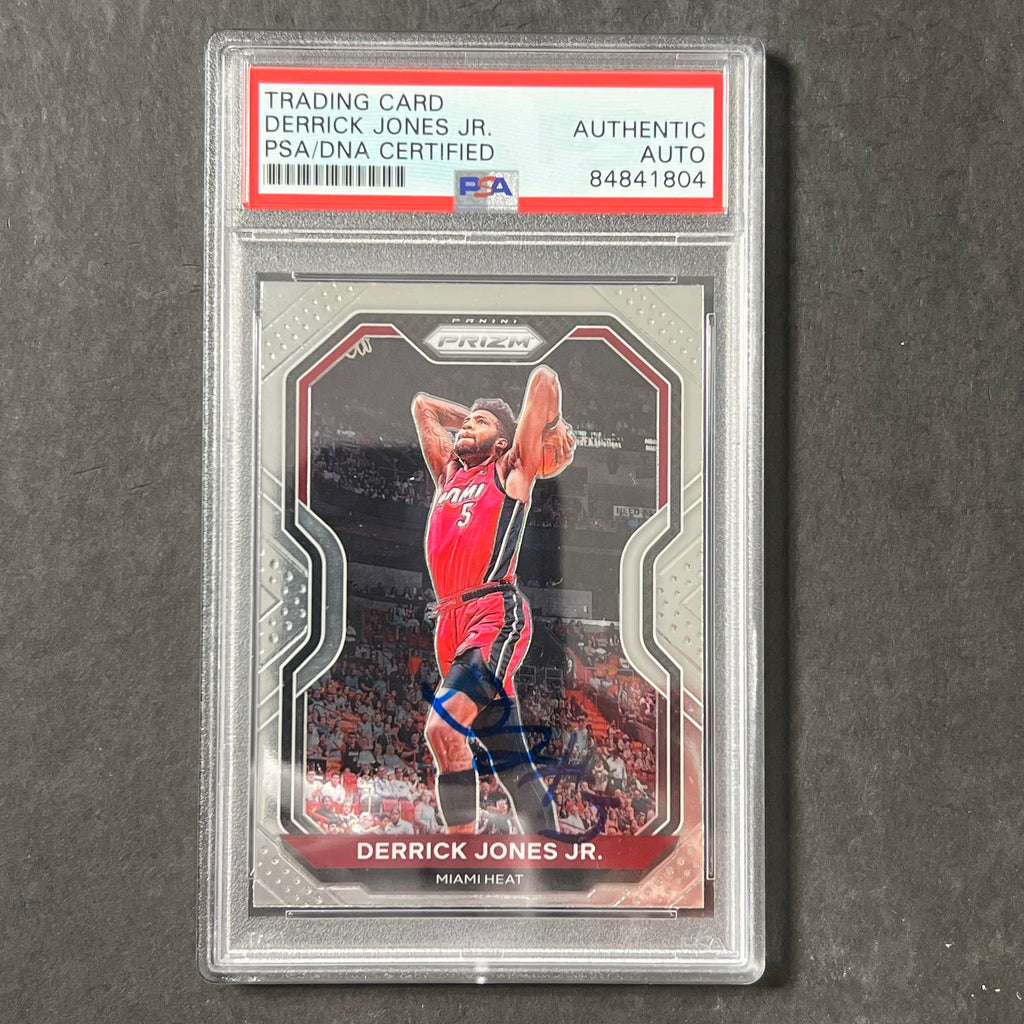 2020-21 Panini Prizm #55 Derrick Jones Jr. Signed Card AUTO PSA Heat