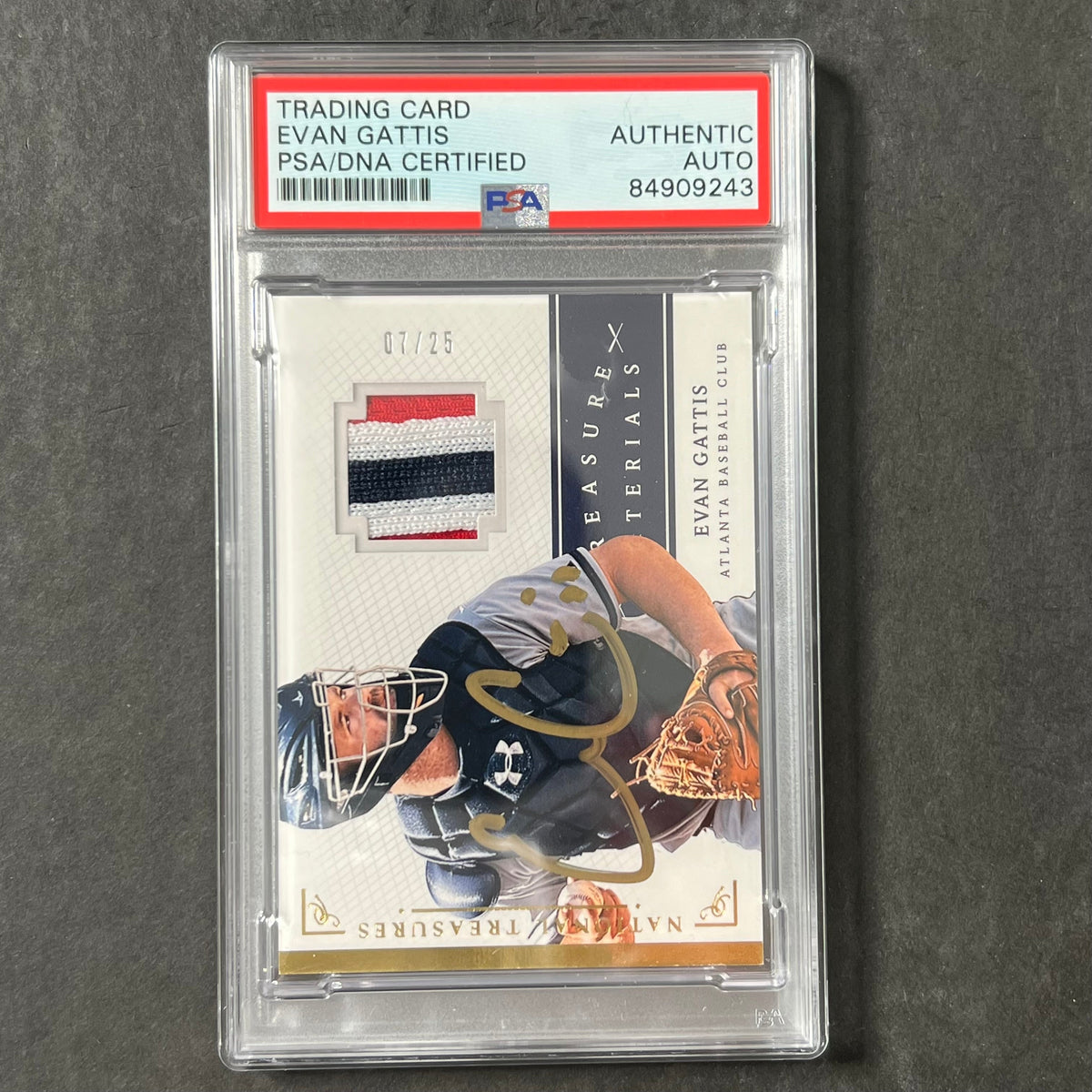2014 Panini National Treasures #17 Evan Gattis Signed Card PSA Slabbed Auto Atlanta Baseball Club