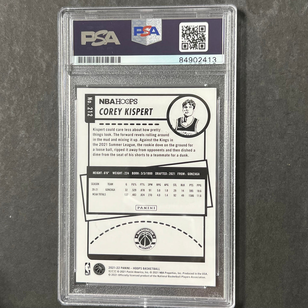 2021 Panini NBA Hoops #212 COREY KISPERT Signed Card AUTO PSA Slabbed Wizards