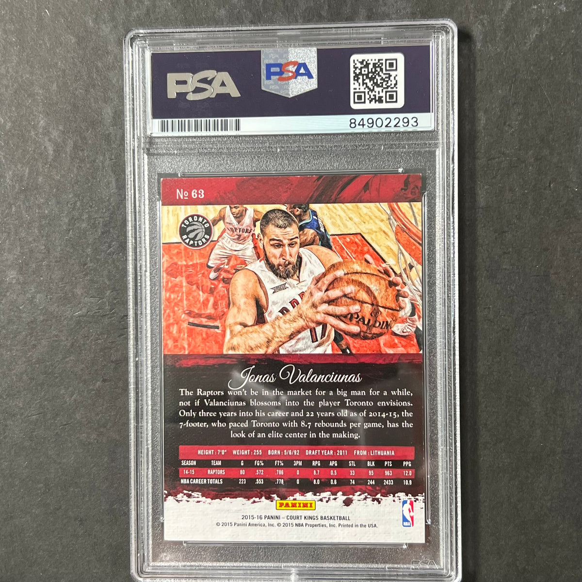 2015-16 PANINI COURT KINGS #63 Jonas Valanciunas Signed Card AUTO PSA Slabbed Toronto Raptors