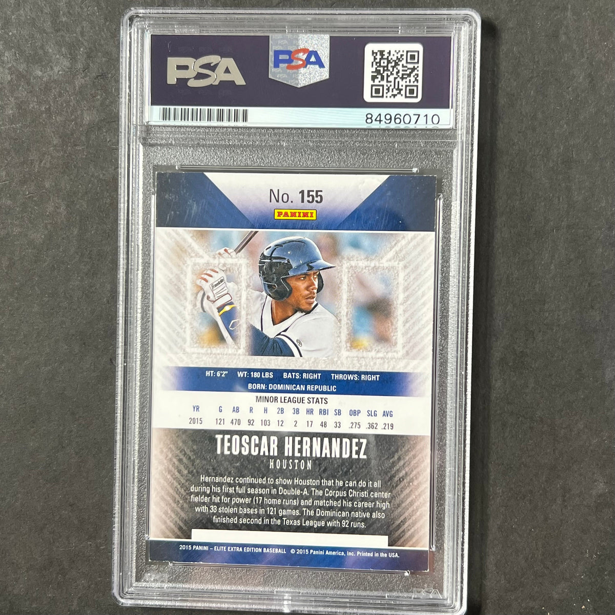 2015 Panini Elite Extra #155 Teoscar Hernandez Signed Card PSA Slabbed Auto Astros