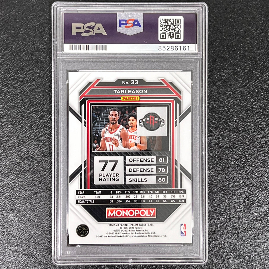 2022-23 Panini Prizm Monopoly #33 Tari Eason Signed Card AUTO PSA Slabbed RC Rockets