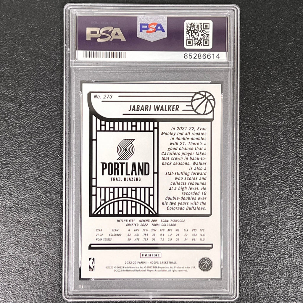 2022-23 Panini Hoops #273 Jabari Walker Signed Card AUTO PSA Slabbed RC Trail Blazers