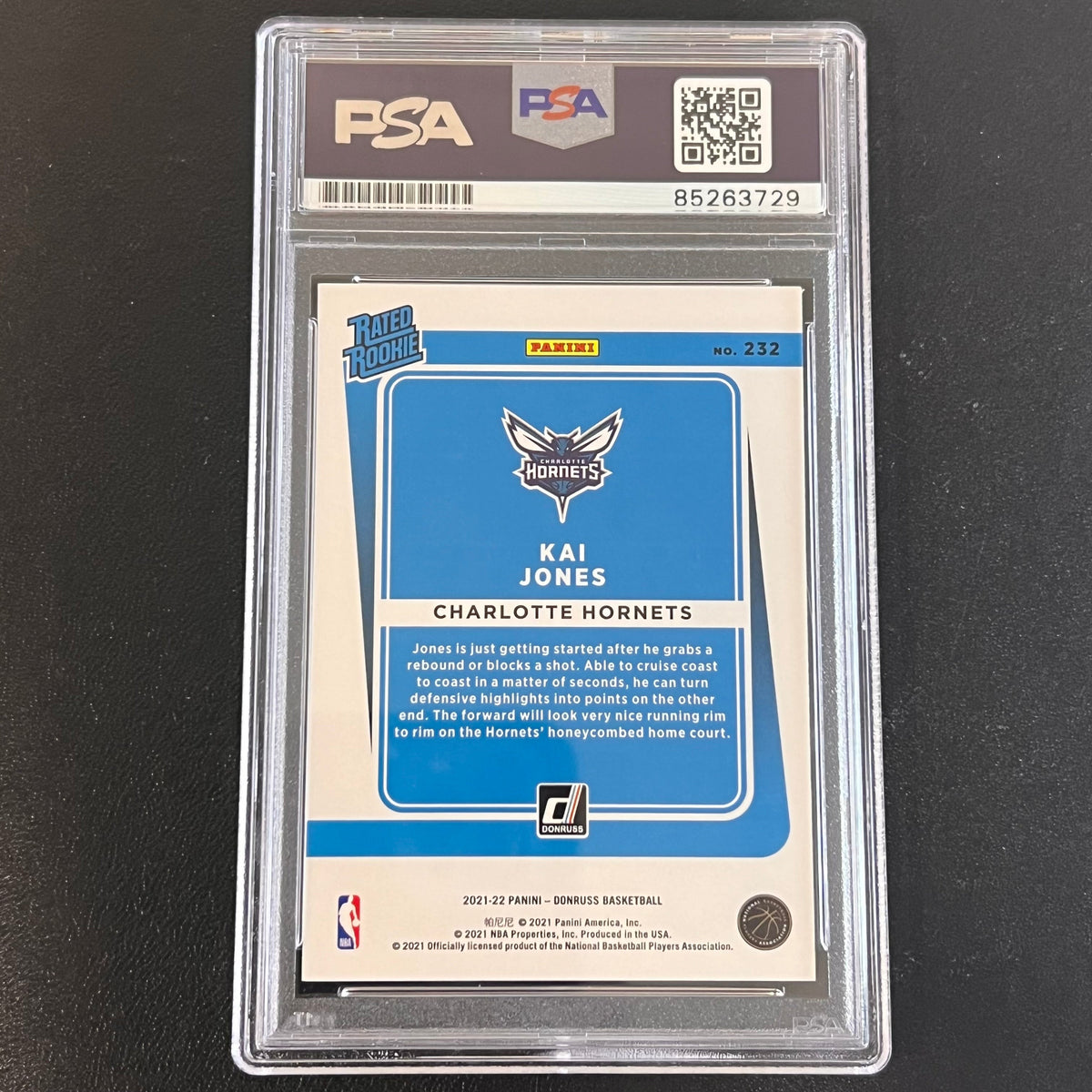 2021-22 Panini Donruss Rated Rookie #232 Kai Jones Signed AUTO PSA Slabbed Hornets