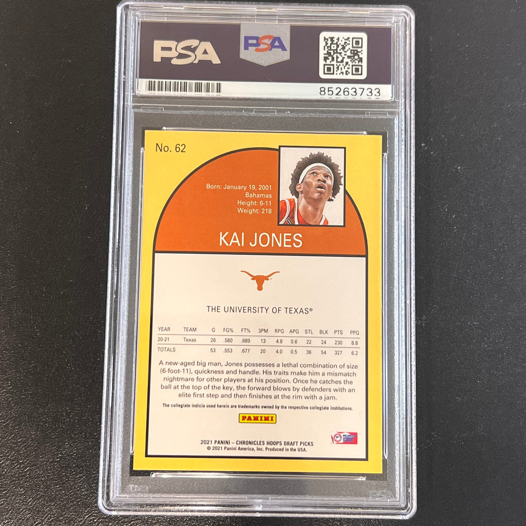 2021 Panini Chronicles Hoops Draft Picks #62 Kai Jones Signed AUTO PSA Slabbed Texas