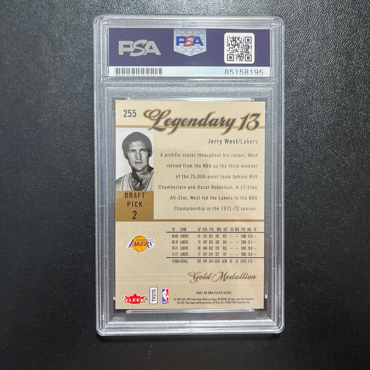 2007-08 Fleer Ultra Legendary 13 #255 JERRY WEST Signed Card AUTO 10 PSA Slabbed Lakers