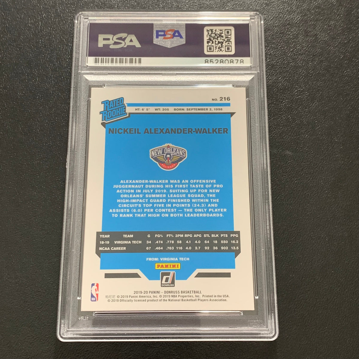 2019-20 Panini Donruss #216 Nickeil Alexander Walker Signed Card AUTO PSA Slabbed RC Pelicans