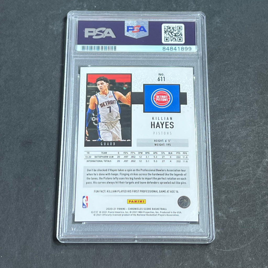 2020-21 Panini Chronicles Score #611 Killian Hayes Signed Card AUTO PSA Slabbed RC Pistons