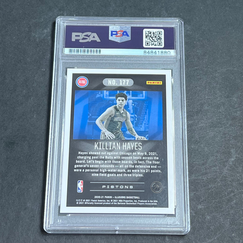 2020-21 Panini Illusions #177 Killian Hayes Signed Card AUTO PSA Slabbed RC Pistons