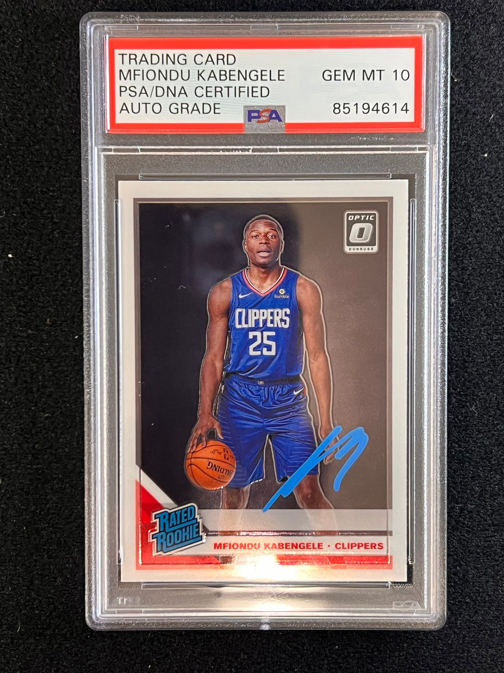 2019-20 Panini Donruss Optic #159 Mfiondu Kabengele Signed Card AUTO 10 PSA/DNA Slabbed Clippers