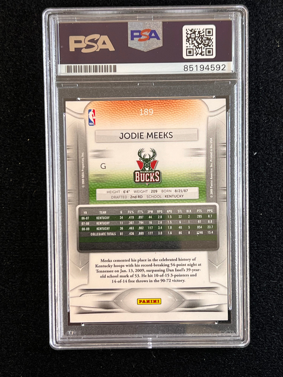 2008-09 Panini Prestige Rookie #189 Jodie Meeks Signed Card AUTO 10 PSA Slabbed RC Bucks