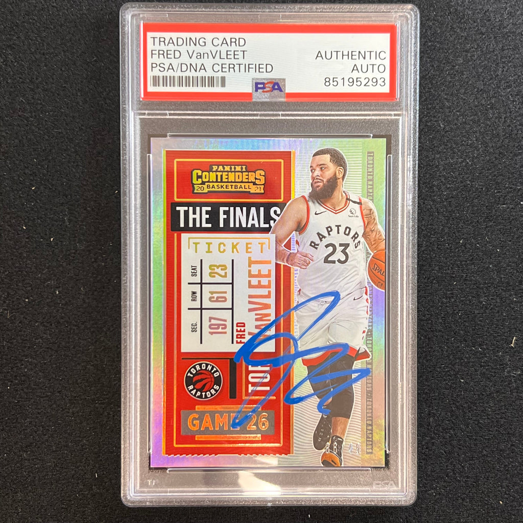 2020-21 Panini Contenders #90 Fred VanVleet Signed Card AUTO PSA Slabbed Raptors