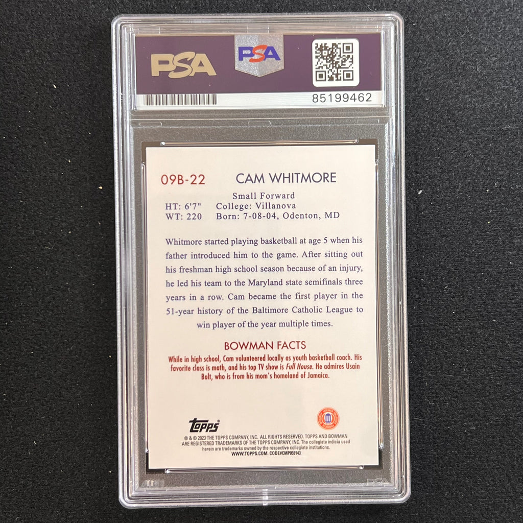 2023 Topps #09B-22 Cam Whitmore Signed Card AUTO PSA Slabbed Villanova