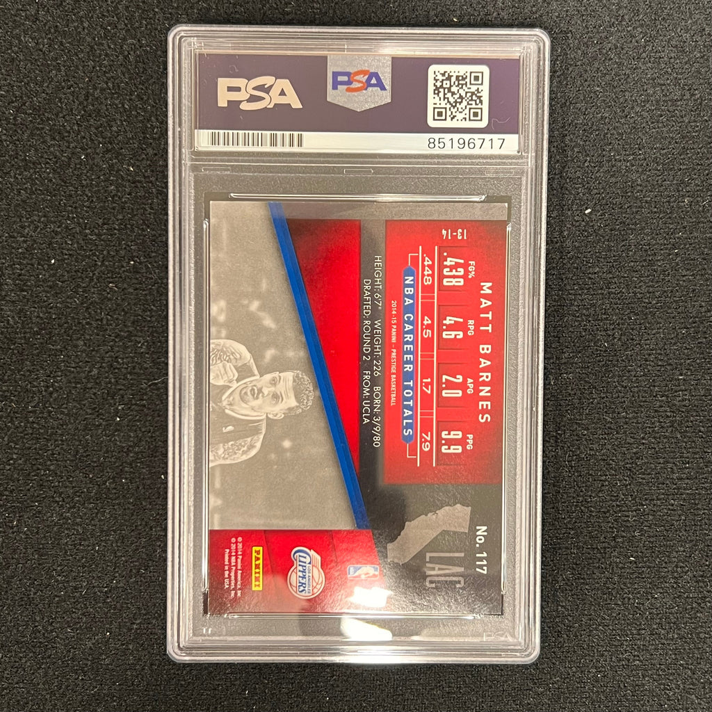 2014-15 Panini Prestige #117 Matt Barnes Signed Card AUTO GRADE PSA Slabbed Clippers