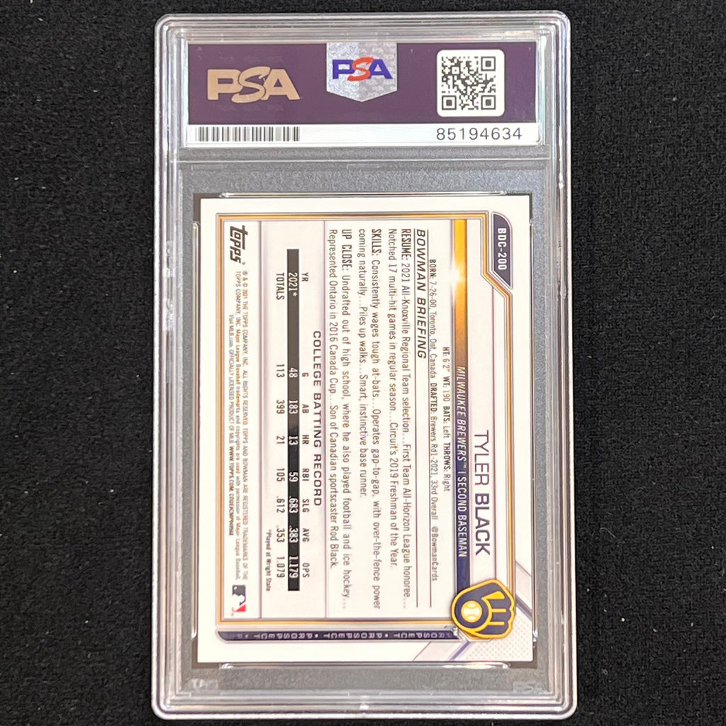 2022 Topps #BDC-200 Tyler Black Signed Card AUTO 10 PSA Slabbed Brewers