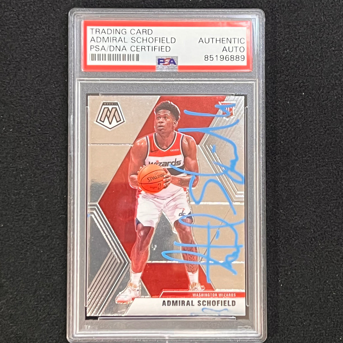 2019-20 Panini Mosaic #202 Admiral Schofield Signed Card AUTO PSA Slabbed RC Wizards