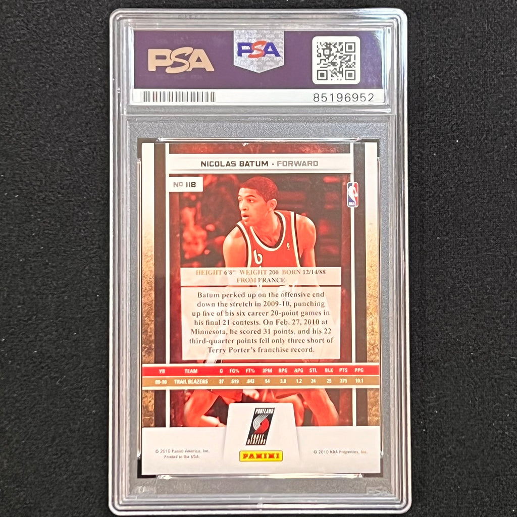 2009-10 Panini Season Update #118 Nicolas Batum Signed Card AUTO 10 PSA Slabbed Blazers