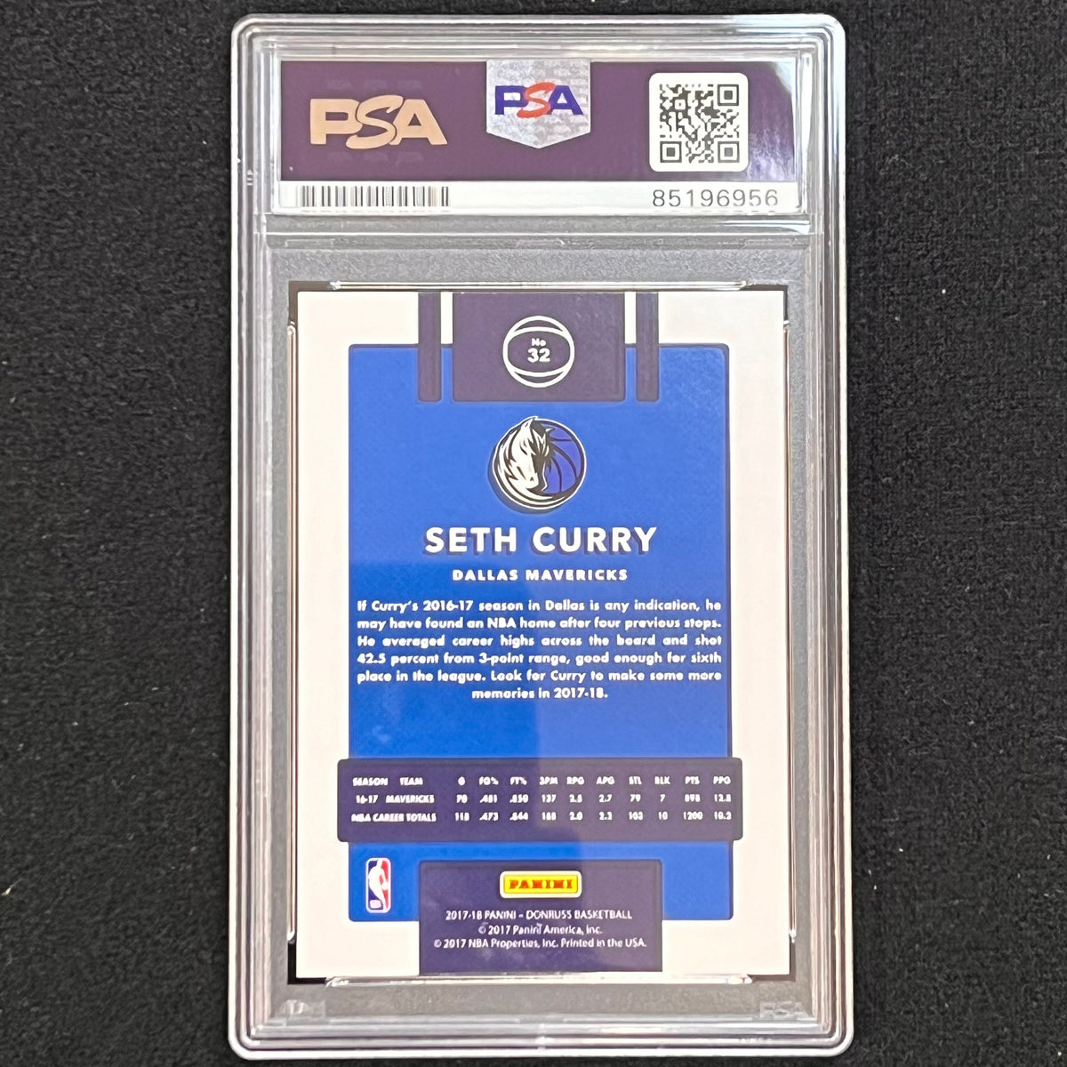 2017-18 Panini-Donruss #32 Seth Curry Signed Card AUTO PSA Slabbed Mavericks