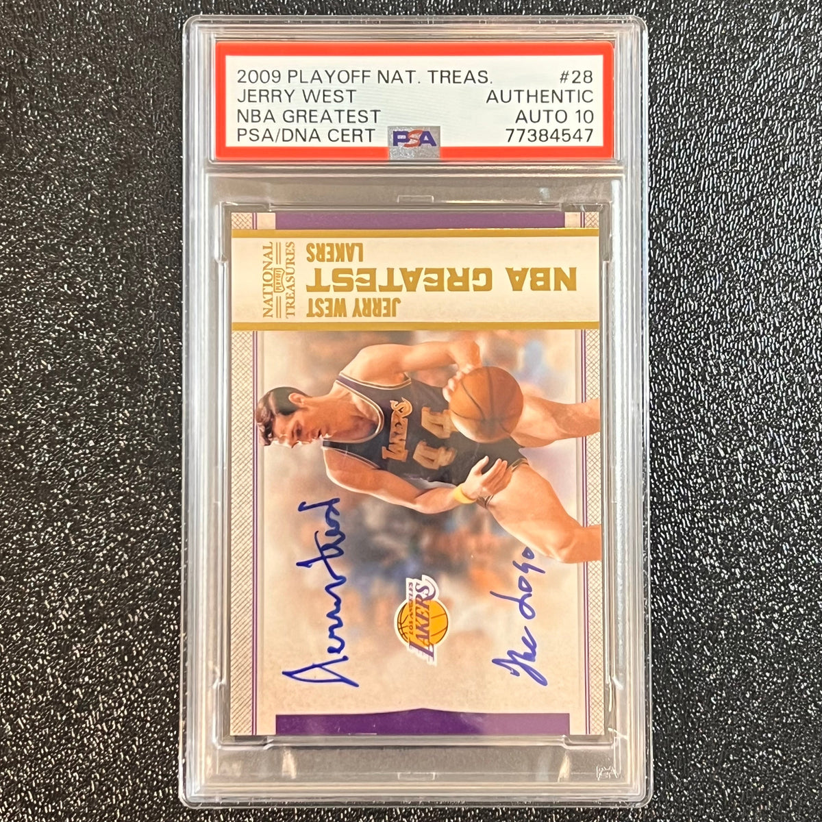 2009 Playoff National Treasures NBA Greatest #28 JERRY WEST Signed Card Authentic AUTO 10 PSA Slabbed Lakers 15/25 "The Logo"