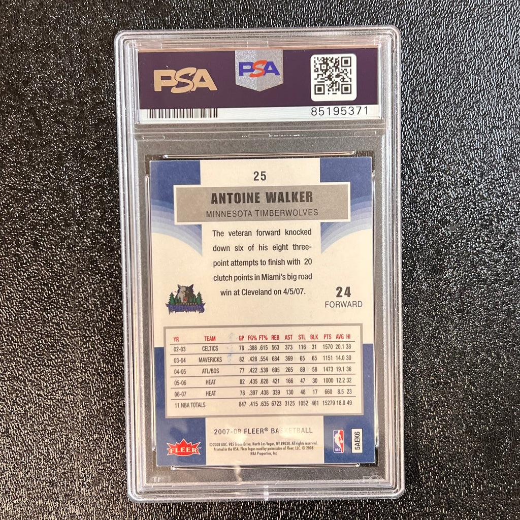 2007-08 Fleer #25 Antoine Walker Signed Card AUTO PSA/DNA Slabbed Timberwolves