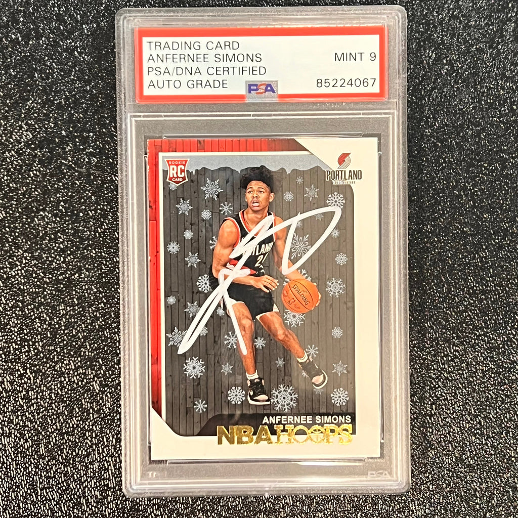 2018-19 NBA Hoops #277 ANFERNEE SIMONS Signed Rookie Card Mint 9 AUTO PSA Slabbed RC Blazers