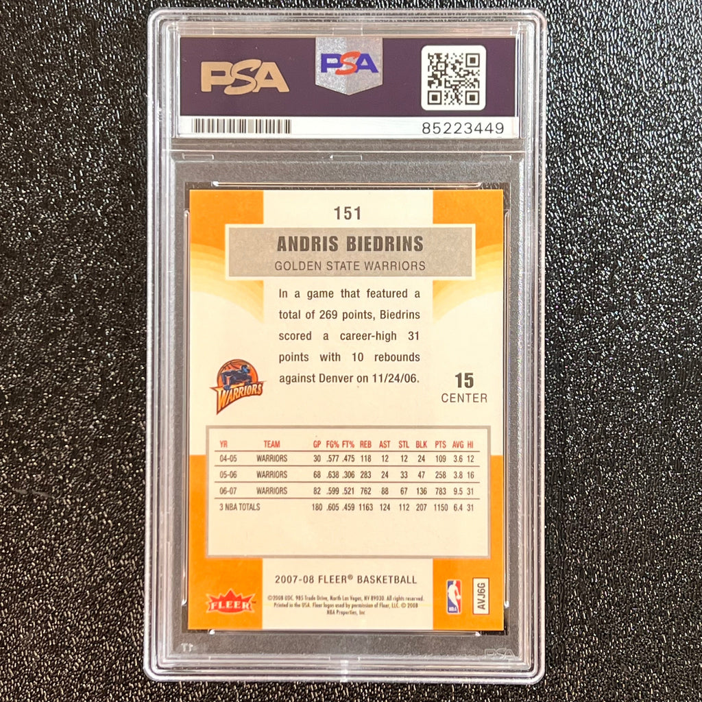 2007-08 Fleer #151 Andris Biedrins Signed Card AUTO PSA Slabbed Warriors
