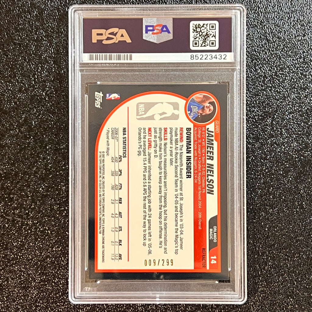 2007-08 Topps Bowman Chrome #14 Jameer Nelson Signed Card AUTO PSA Slabbed Magic