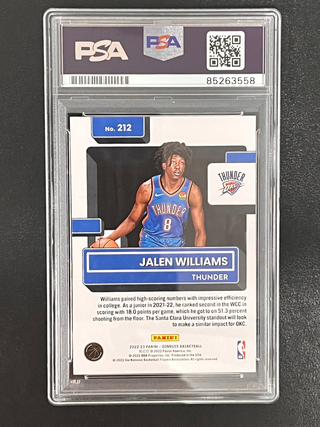 2022-2023 Panini Donruss Basketball #212 Jalen Williams Signed Card PSA AUTO Slabbed Thunder