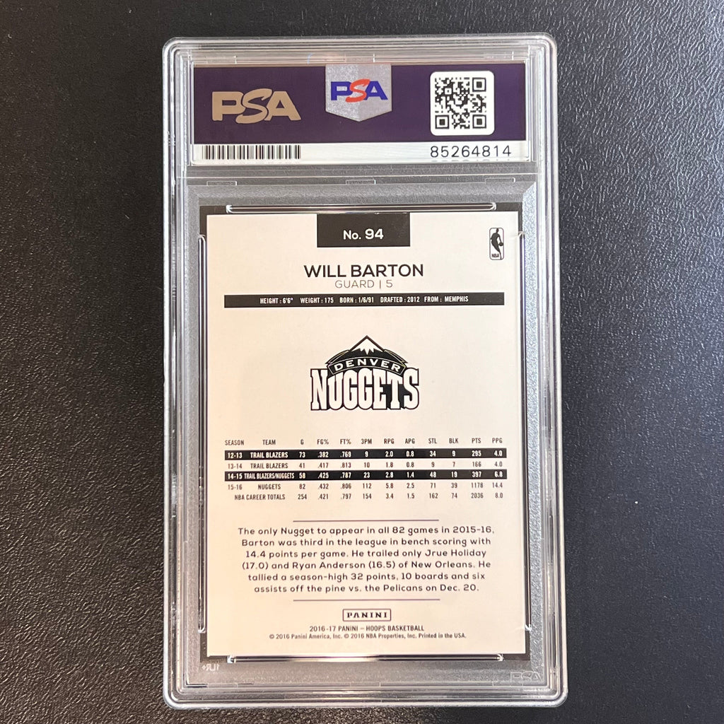 2016-17 NBA Hoops #94 Will Barton Signed Card AUTO PSA Slabbed Nuggets