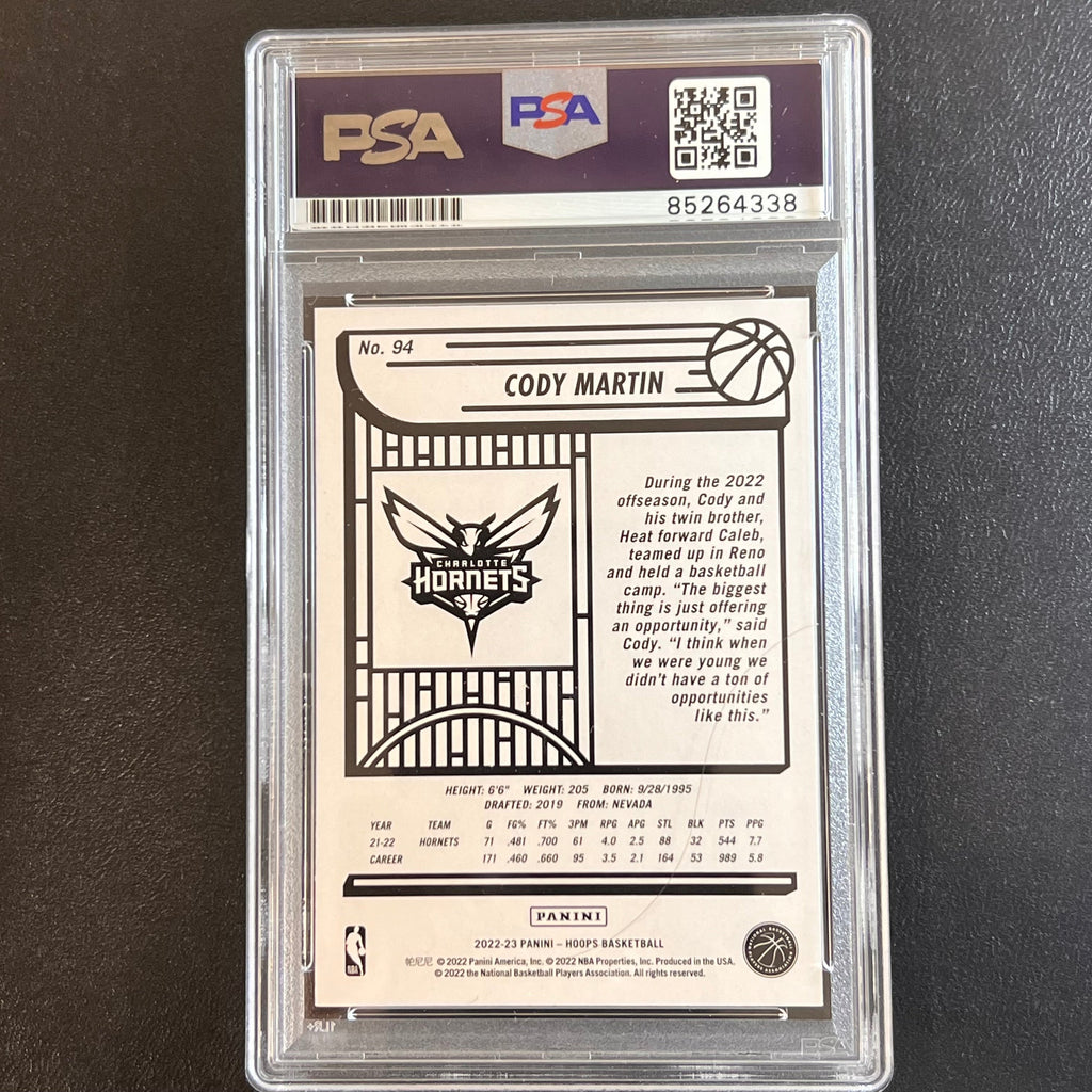 2022-2023 Panini NBA Hoops #94 Cody Martin Signed Card AUTO PSA/DNA Slabbed Hornets