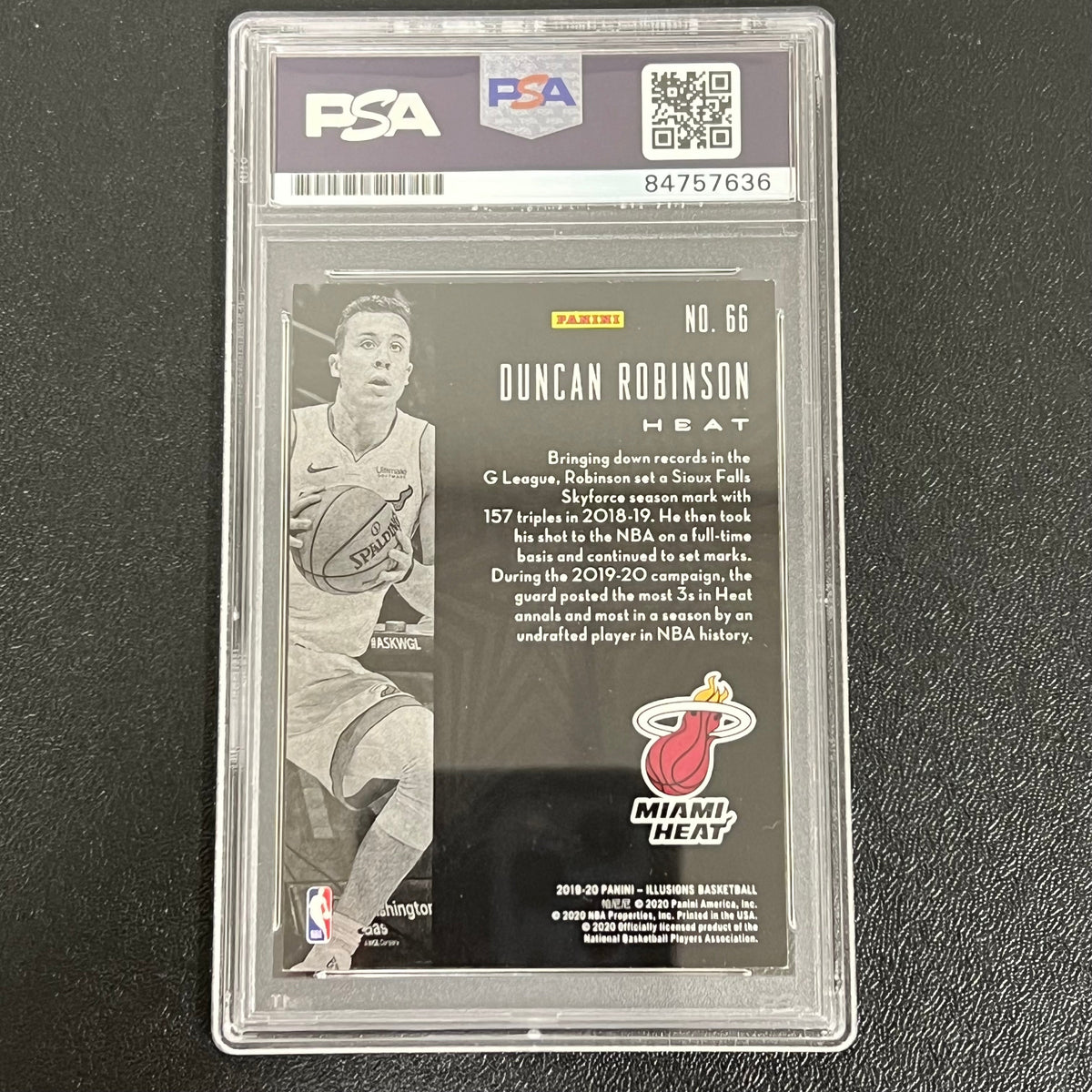 2019 Panini Illusions #66 Duncan Robinson Signed Card AUTO PSA Slabbed Heat